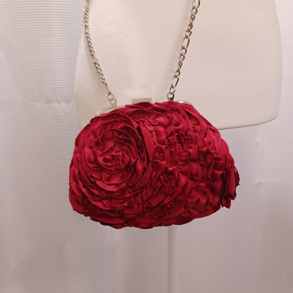 White House Black Market Fuchsia/Hot Pink Silver Chain Strap Purse or Clutch